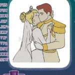 Magical Fairytale Prince and Princess Bridal Kiss Embroidery Designs - Instant Download