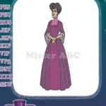 Classic Disney Villain Lady Tremaine Purple Dress Embroidery Designs - Instant Download