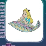 Charming Alice in Wonderland character on colorful whimsical boat embroidery designs - Instant Download