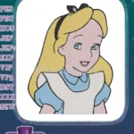 Alice in Wonderland blonde girl with blue dress embroidery designs - Instant Download