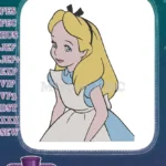 Classic Alice in Wonderland character girl embroidery designs for fantasy projects - Instant Download