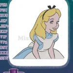 Classic Alice in Wonderland smiling blonde character embroidery designs - Instant Download