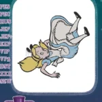 Alice in Wonderland Falling Cartoon Girl Embroidery Designs - Instant Download
