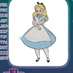 Classic Alice in Wonderland girl looking thoughtful embroidery designs - Instant Download