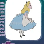 Classic Alice in Wonderland character blue dress embroidery designs - Instant Download