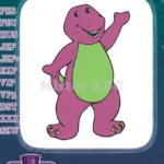 Happy Barney purple dinosaur waving children's embroidery designs - Instant Download