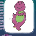 Happy purple dinosaur Barney embroidery designs for kids - Instant Download