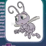 Cute purple cartoon flying bug embroidery designs - Instant Download
