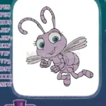 Cute Purple Bug Flying Cartoon Character Embroidery Designs - Instant Download