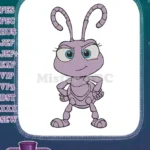 Cute friendly purple cartoon ant smiling embroidery designs - Instant Download