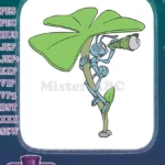 Blue ant explorer climbing green leaf with spyglass embroidery designs - Instant Download