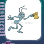 Flik the blue ant running with hat embroidery designs - Instant Download