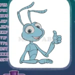 Happy Blue Ant Thumbs Up Cartoon Embroidery Designs - Instant Download
