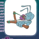 Flik the blue ant with slingshot cartoon embroidery designs - Instant Download