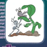 Disney Pixar Flik and Princess Atta on leaf embroidery designs - Instant Download