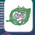 Flik and Princess Atta romantic heart leaf embroidery designs - Instant Download