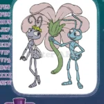 Disney A Bug's Life Flik and Princess Atta flower embroidery designs - Instant Download