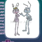 Flik and Princess Atta A Bug's Life cartoon embroidery designs - Instant Download