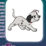 Cute playful Dalmatian puppy dog embroidery designs with orange collar - Instant Download