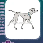 Cute Walking Dalmatian Dog with Blue Collar Embroidery Designs - Instant Download