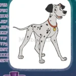Smiling cartoon Dalmatian dog with red collar embroidery designs - Instant Download