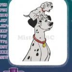 Cute Playful Dalmatians Puppy on Adult Dog Head Embroidery Designs - Instant Download