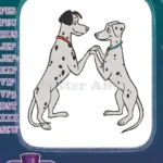 Charming animated dalmatian couple holding hands unique embroidery designs - Instant Download