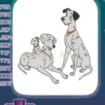 Cute Dalmatian family portrait embroidery designs for dog lovers - Instant Download