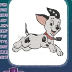 Happy Running Dalmatian Puppy Cartoon Embroidery Designs with Red Collar - Instant Download