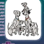 Happy Dalmatian family embroidery designs with cute puppies - Instant Download