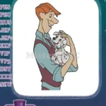 Roger Radcliffe holding a cute spotted dalmatian puppy embroidery designs - Instant Download