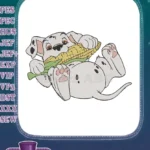 Cute Dalmatian puppy happily eating corn on the cob embroidery designs - Instant Download
