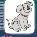 Cute sitting Dalmatian puppy with red collar embroidery designs - Instant Download