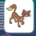 Cute walking brown cartoon cat animal embroidery designs - Instant Download