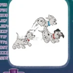 Playful Dalmatian Puppies Jumping Cartoon Embroidery Designs - Instant Download