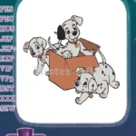 Playful Dalmatian puppies in a cardboard box embroidery designs - Instant Download