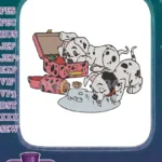 Cute Dalmatian puppies spilling milk and investigating lunchbox embroidery designs - Instant Download