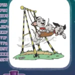 Happy Dalmatian puppies playing on swing set embroidery designs - Instant Download