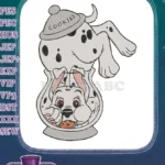 Adorable Dalmatian puppy in cookie jar with smiling dog embroidery designs - Instant Download