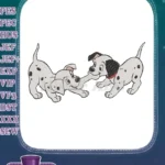 Adorable playful dalmatian puppies having fun embroidery designs - Instant Download