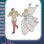 Cinderella and Prince Charming Dancing Fairytale Embroidery Designs - Instant Download