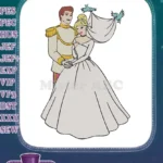 Cinderella and Prince Charming Wedding with Birds Embroidery Designs - Instant Download