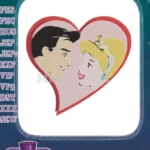 Romantic Prince and Princess Couple Heart Embroidery Designs - Instant Download
