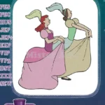 Two Elegant Can-Can Dancers Women Theatrical Embroidery Designs - Instant Download