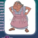 Angry Old Woman Pink Apron Sandals Cartoon Embroidery Designs - Instant Download