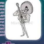 Coco Inspired Skeleton Mariachi Guitarist Festive Embroidery Designs - Instant Download