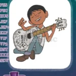 Miguel playing guitar happy boy embroidery designs - Instant Download
