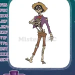 Cheerful Cartoon Skeleton Hector from Coco Movie Embroidery Designs - Instant Download