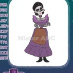 Coco Imelda Skeleton Woman Purple Dress Apron Embroidery Designs - Instant Download