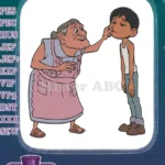 Mama Coco and Miguel nose touch heartwarming moment embroidery designs - Instant Download